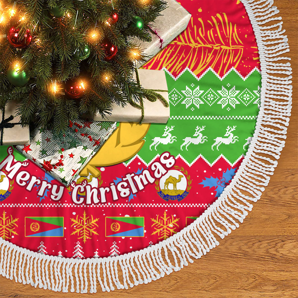 Eritrea Christmas Tree Skirt Eritrean Olive Santa Claus Merry Xmas - Wonder Print Shop