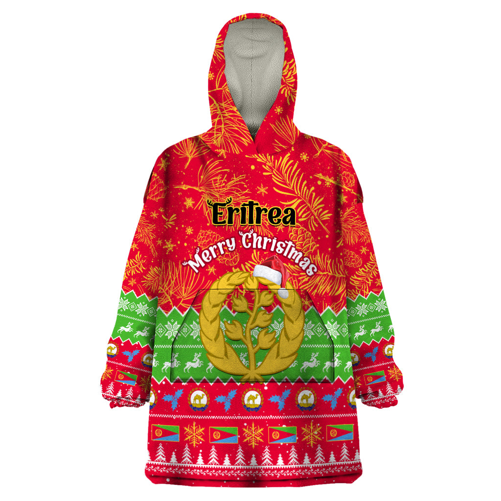 Personalised Eritrea Christmas Wearable Blanket Hoodie Eritrean Olive Santa Claus Merry Xmas - Wonder Print Shop