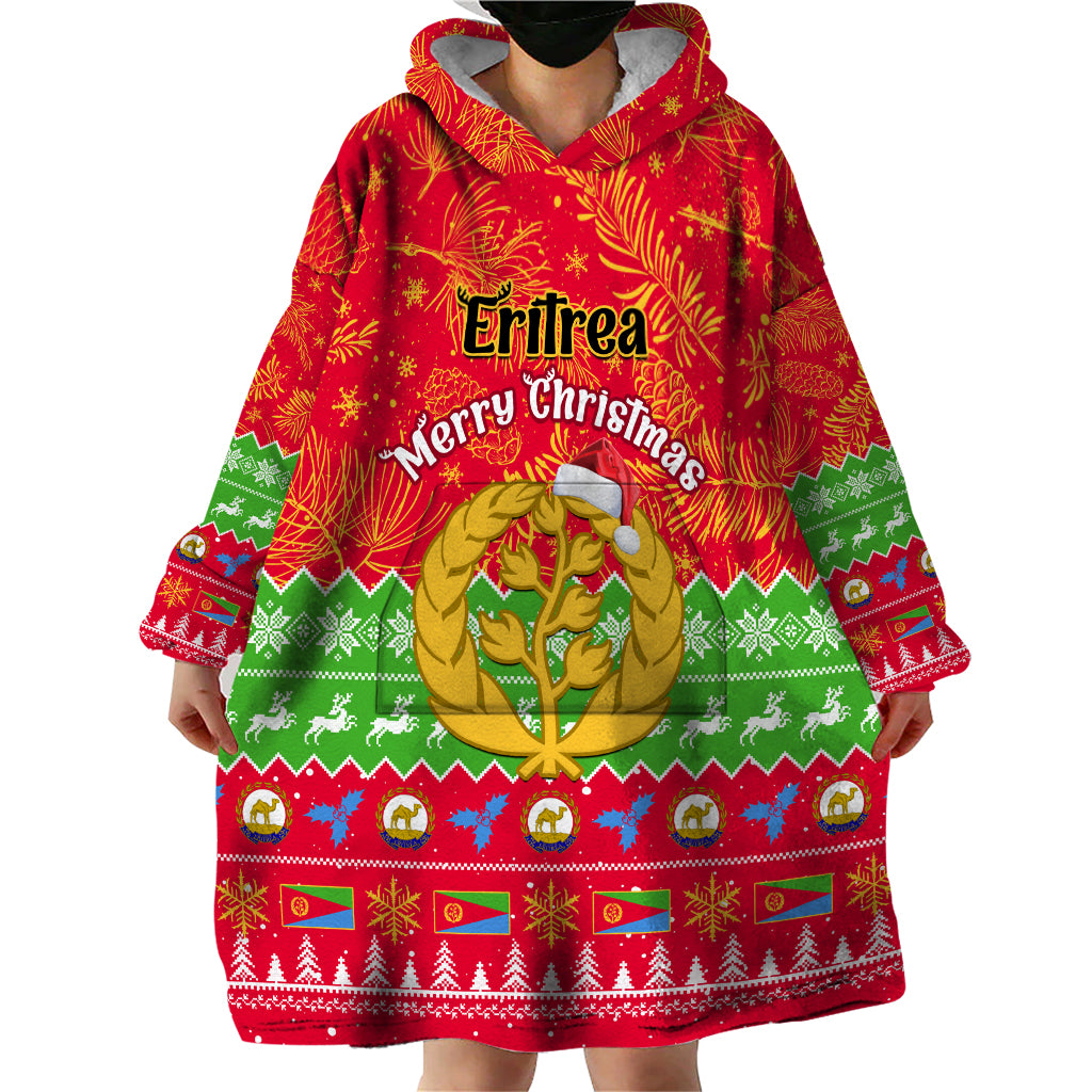 Personalised Eritrea Christmas Wearable Blanket Hoodie Eritrean Olive Santa Claus Merry Xmas - Wonder Print Shop