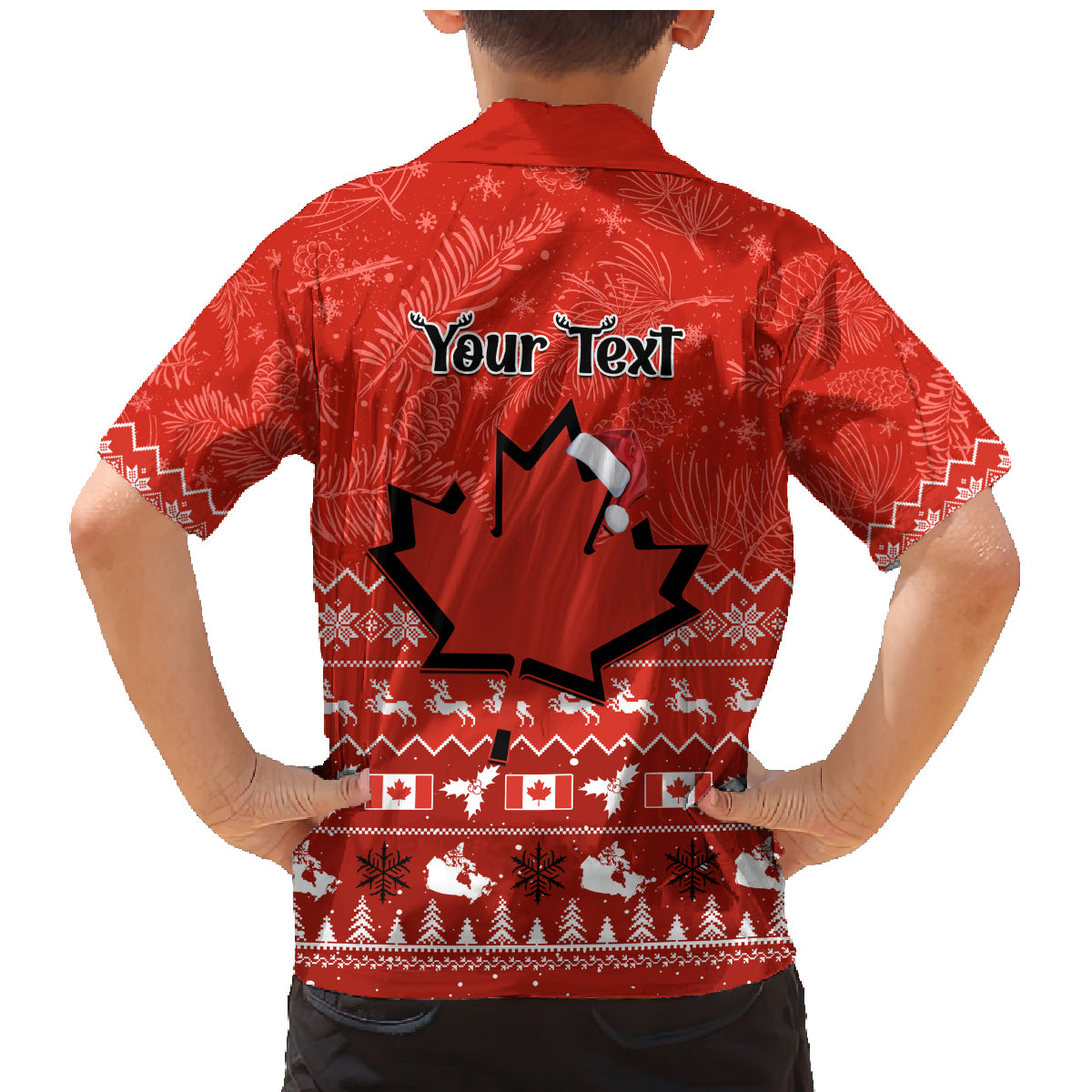 Personalised Canada Christmas Family Matching Mermaid Dress and Hawaiian Shirt Maple Leaf Santa With Map Merry Xmas - Wonder Print Shop
