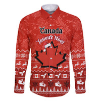 Personalised Canada Christmas Family Matching Off Shoulder Long Sleeve Dress and Hawaiian Shirt Maple Leaf Santa With Map Merry Xmas - Wonder Print Shop