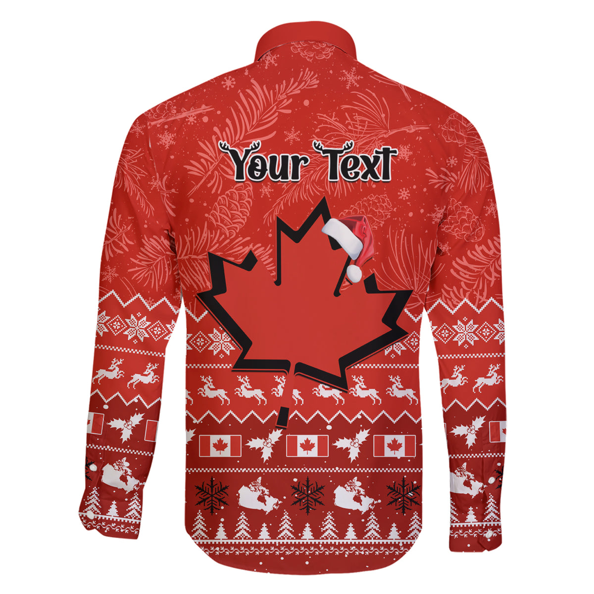 Personalised Canada Christmas Family Matching Short Sleeve Bodycon Dress and Hawaiian Shirt Maple Leaf Santa With Map Merry Xmas - Wonder Print Shop