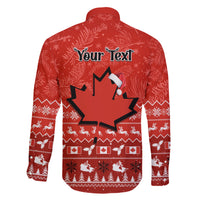 Personalised Canada Christmas Family Matching Short Sleeve Bodycon Dress and Hawaiian Shirt Maple Leaf Santa With Map Merry Xmas - Wonder Print Shop