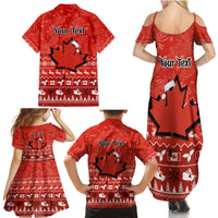 Personalised Canada Christmas Family Matching Summer Maxi Dress and Hawaiian Shirt Maple Leaf Santa With Map Merry Xmas - Wonder Print Shop