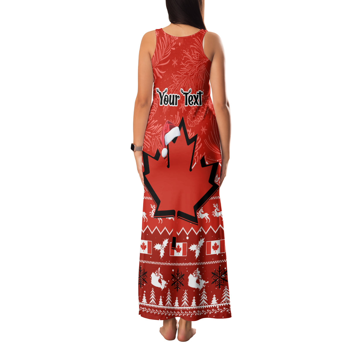 Personalised Canada Christmas Family Matching Tank Maxi Dress and Hawaiian Shirt Maple Leaf Santa With Map Merry Xmas - Wonder Print Shop