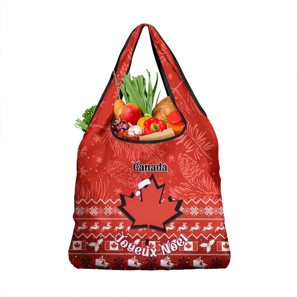 Canada Christmas Grocery Bag Maple Leaf Santa With Map Merry Xmas