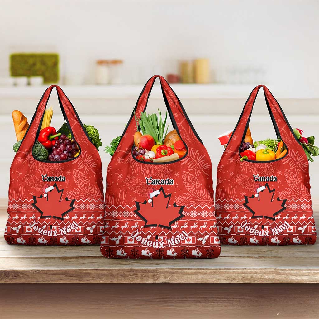 Canada Christmas Grocery Bag Maple Leaf Santa With Map Merry Xmas