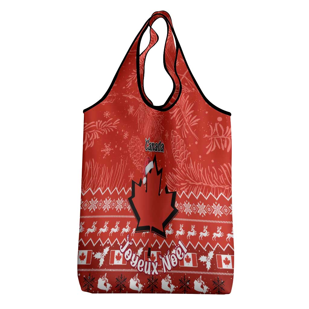Canada Christmas Grocery Bag Maple Leaf Santa With Map Merry Xmas