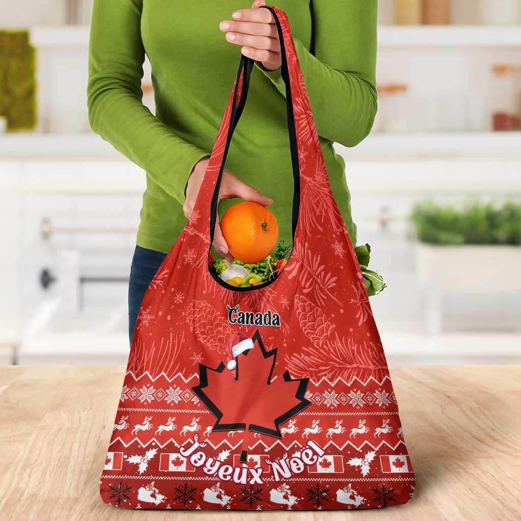 Canada Christmas Grocery Bag Maple Leaf Santa With Map Merry Xmas