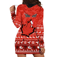 Personalised Canada Christmas Hoodie Dress Maple Leaf Santa With Map Merry Xmas - Wonder Print Shop