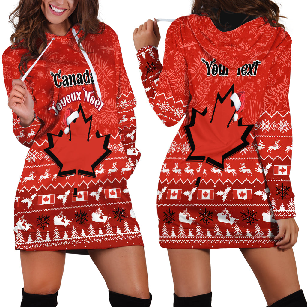 Personalised Canada Christmas Hoodie Dress Maple Leaf Santa With Map Merry Xmas - Wonder Print Shop