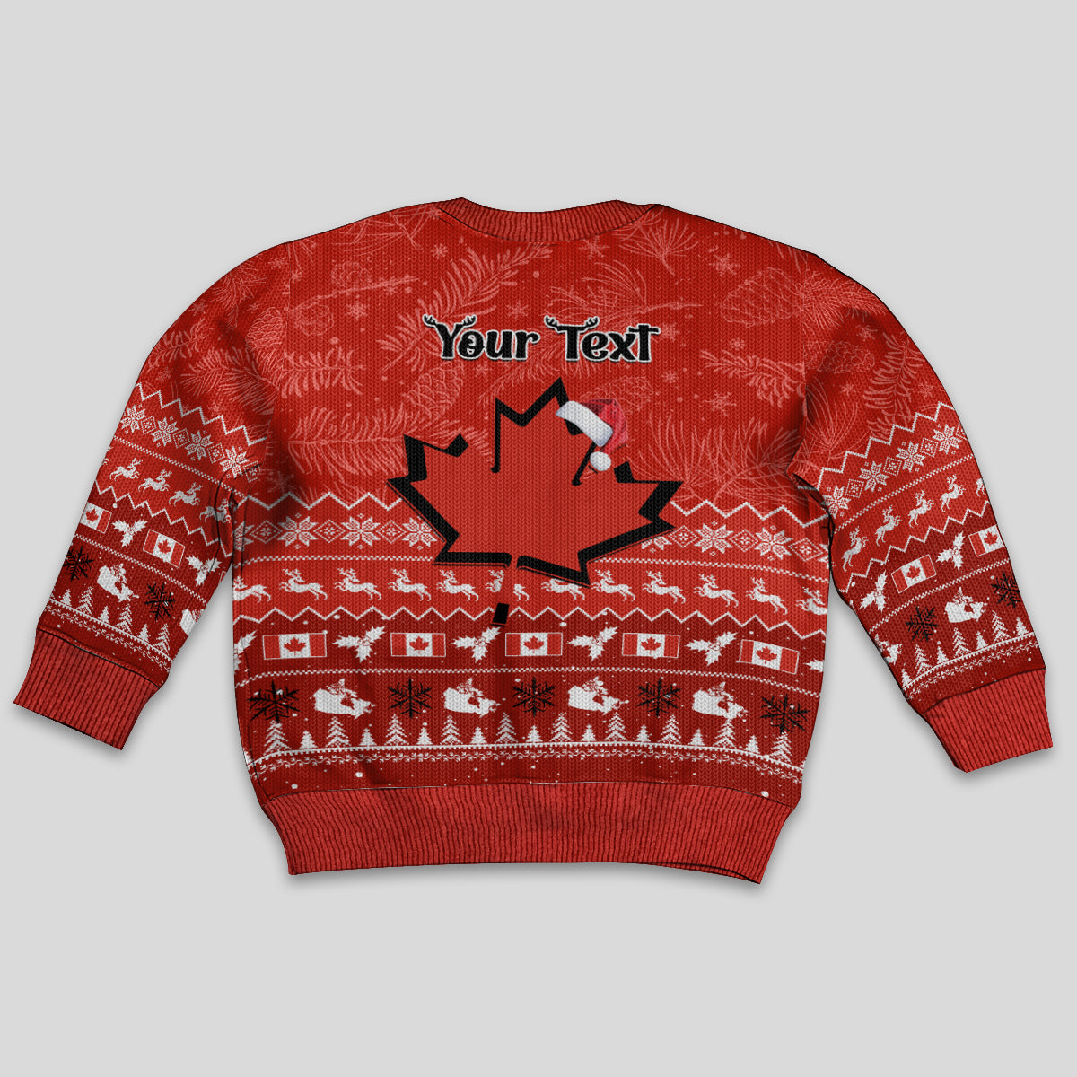 Personalised Canada Christmas Kid Ugly Christmas Sweater Maple Leaf Santa With Map Merry Xmas - Wonder Print Shop