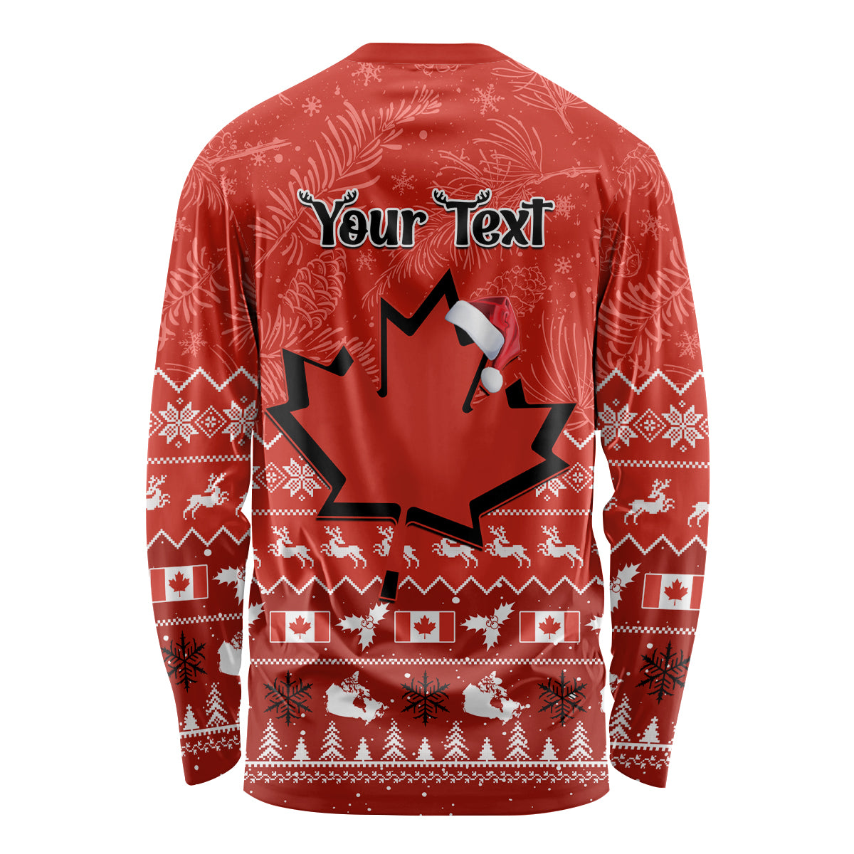 Personalised Canada Christmas Long Sleeve Shirt Maple Leaf Santa With Map Merry Xmas - Wonder Print Shop