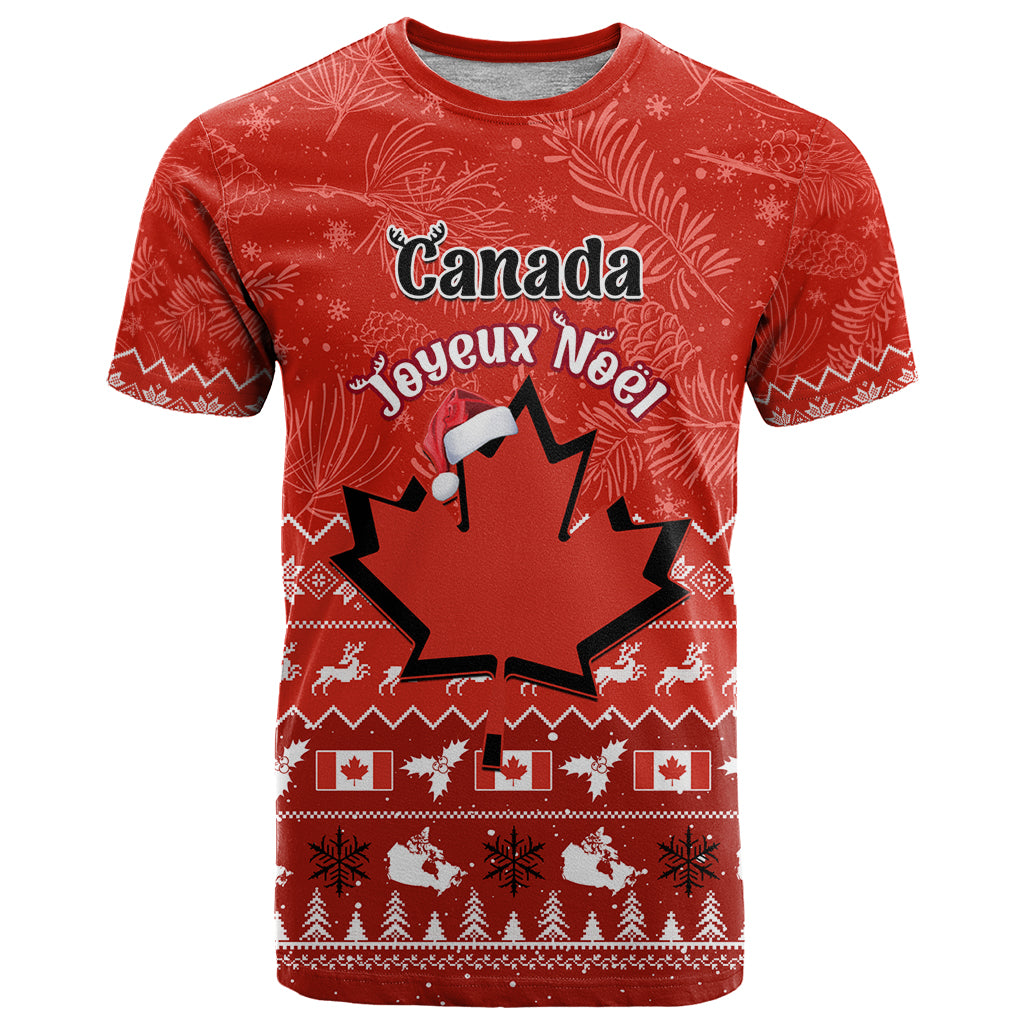 Personalised Canada Christmas T Shirt Maple Leaf Santa With Map Merry Xmas - Wonder Print Shop