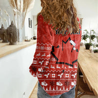 Personalised Canada Christmas Women Casual Shirt Maple Leaf Santa With Map Merry Xmas - Wonder Print Shop