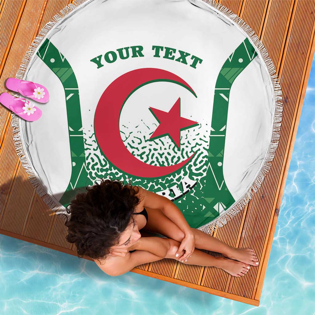 Personalized Algeria Beach Blanket Coat Of Arms African Pattern - Wonder Print Shop
