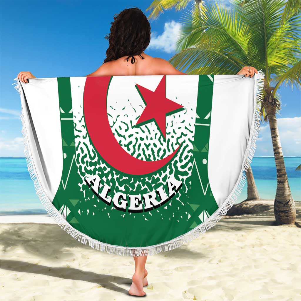Personalized Algeria Beach Blanket Coat Of Arms African Pattern - Wonder Print Shop