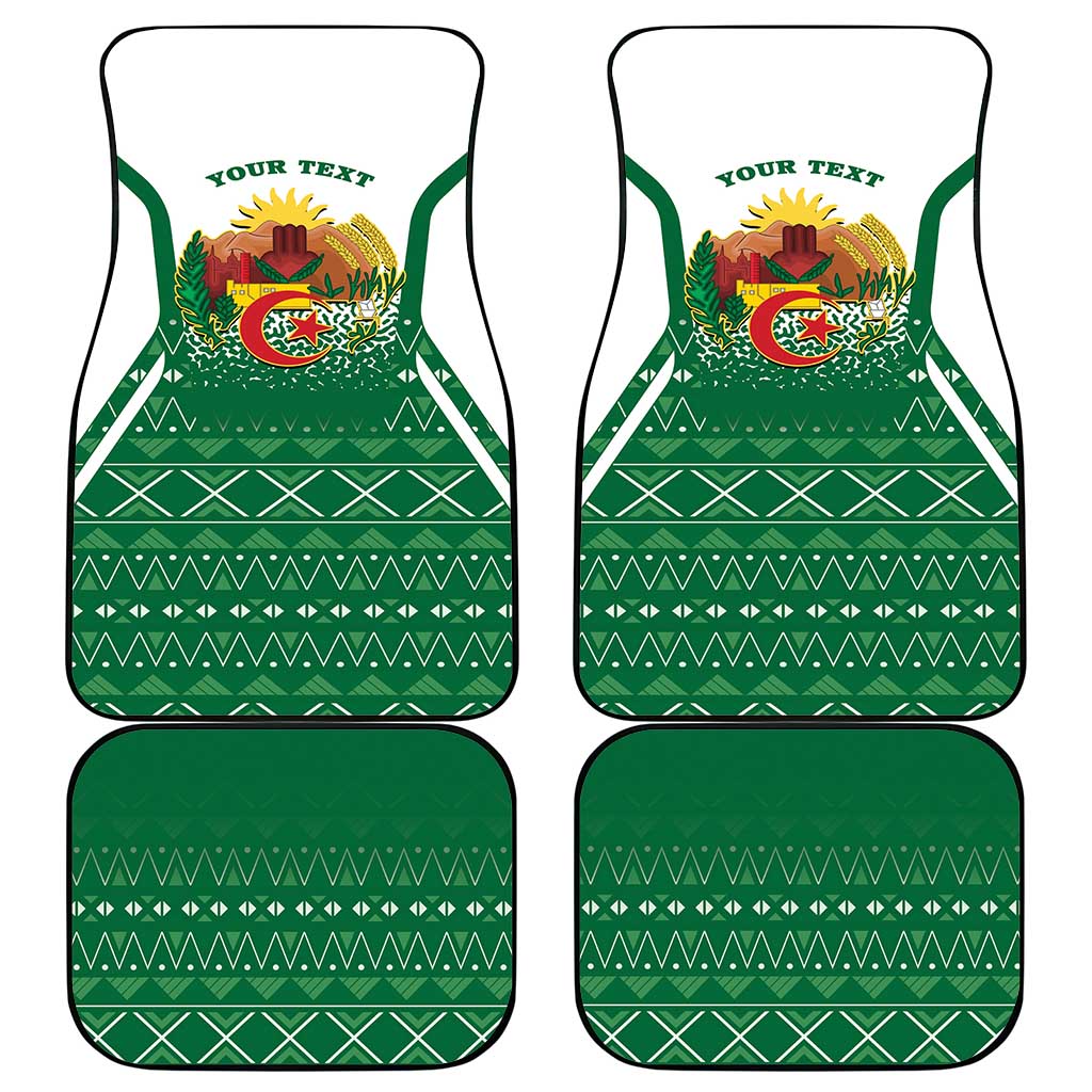 Personalized Algeria Car Mats Coat Of Arms African Pattern - Wonder Print Shop