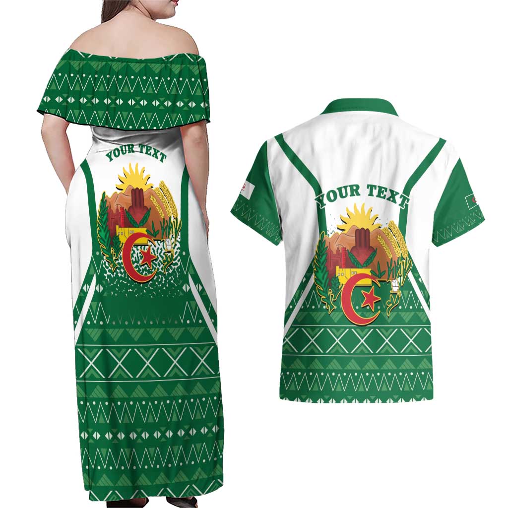 Personalized Algeria Couples Matching Off Shoulder Maxi Dress and Hawaiian Shirt Coat Of Arms African Pattern - Wonder Print Shop