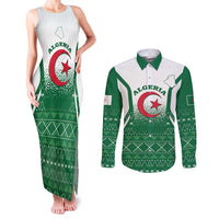 Personalized Algeria Couples Matching Tank Maxi Dress and Long Sleeve Button Shirt Coat Of Arms African Pattern - Wonder Print Shop