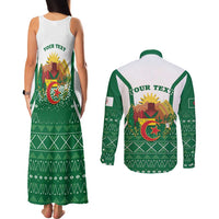 Personalized Algeria Couples Matching Tank Maxi Dress and Long Sleeve Button Shirt Coat Of Arms African Pattern - Wonder Print Shop
