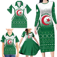 Personalized Algeria Family Matching Long Sleeve Bodycon Dress and Hawaiian Shirt Coat Of Arms African Pattern - Wonder Print Shop