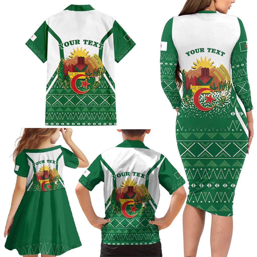 Personalized Algeria Family Matching Long Sleeve Bodycon Dress and Hawaiian Shirt Coat Of Arms African Pattern - Wonder Print Shop
