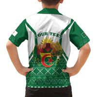 Personalized Algeria Family Matching Off The Shoulder Long Sleeve Dress and Hawaiian Shirt Coat Of Arms African Pattern - Wonder Print Shop