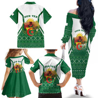 Personalized Algeria Family Matching Off The Shoulder Long Sleeve Dress and Hawaiian Shirt Coat Of Arms African Pattern - Wonder Print Shop