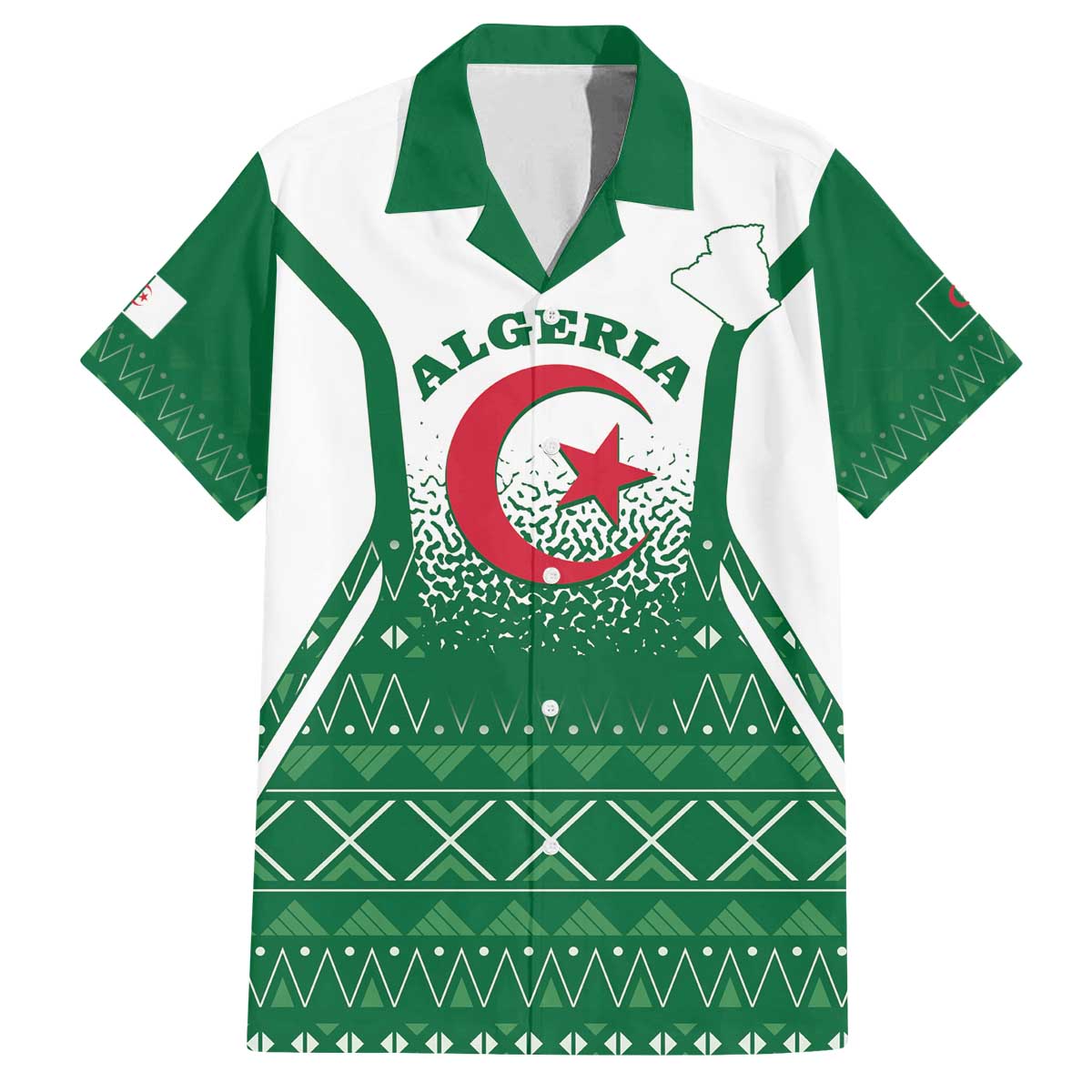 Personalized Algeria Family Matching Off The Shoulder Long Sleeve Dress and Hawaiian Shirt Coat Of Arms African Pattern - Wonder Print Shop