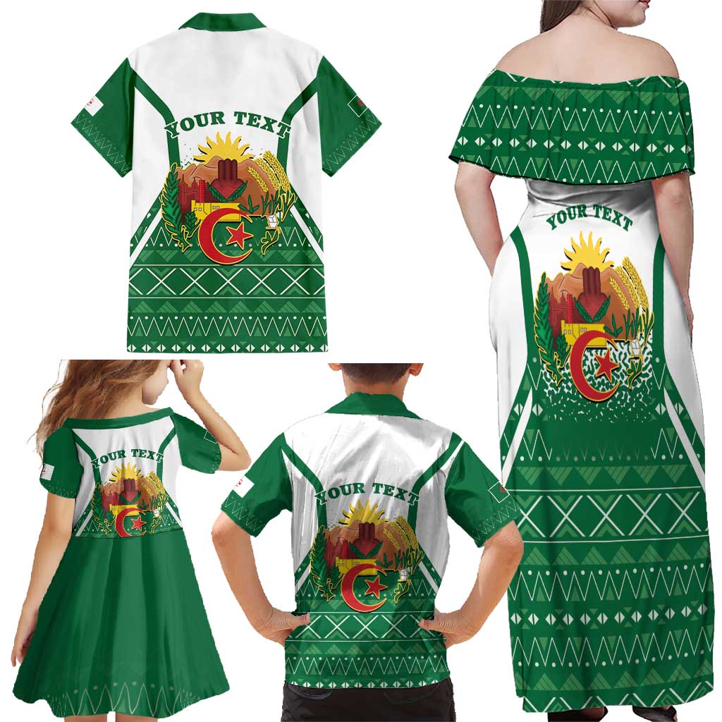 Personalized Algeria Family Matching Off Shoulder Maxi Dress and Hawaiian Shirt Coat Of Arms African Pattern - Wonder Print Shop