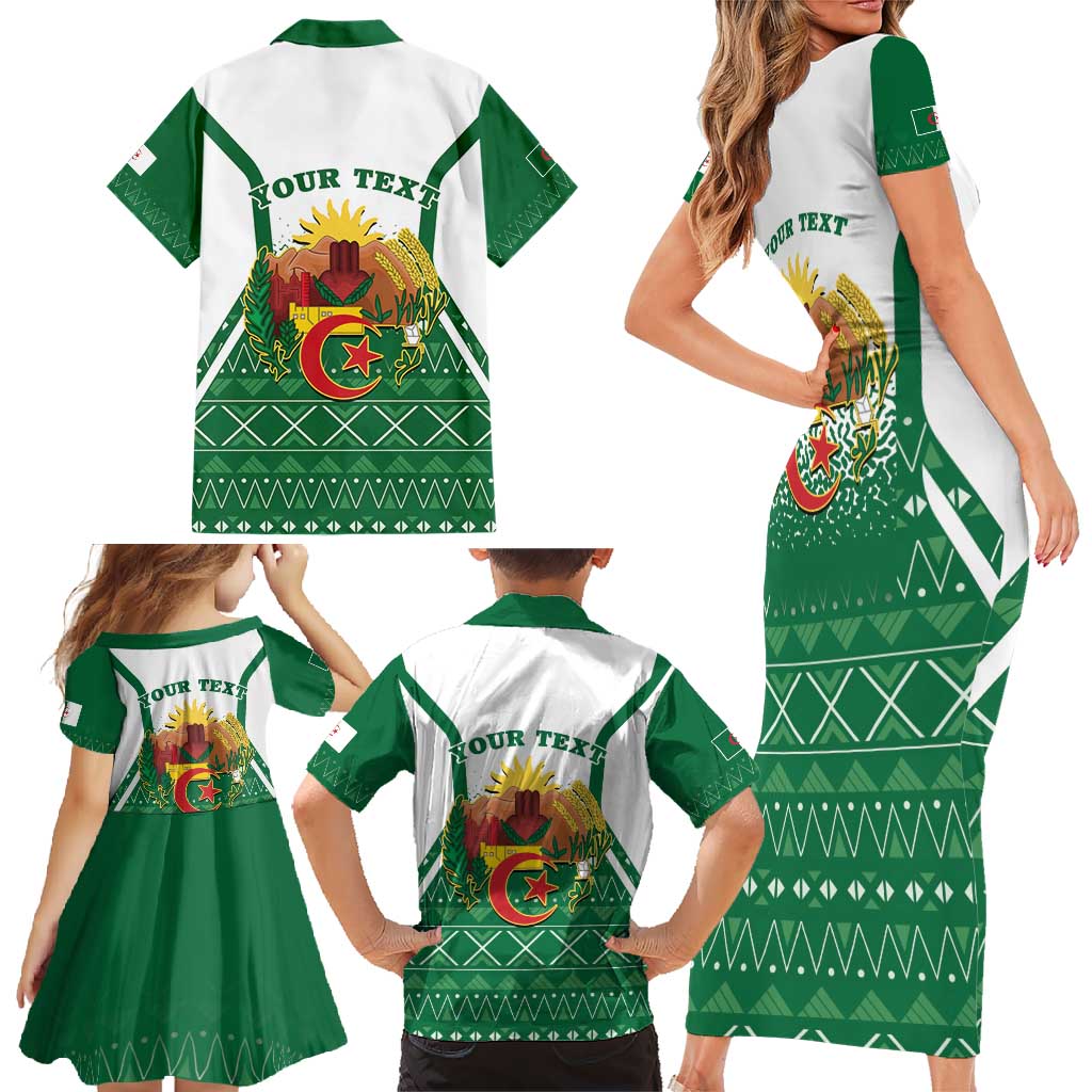 Personalized Algeria Family Matching Short Sleeve Bodycon Dress and Hawaiian Shirt Coat Of Arms African Pattern - Wonder Print Shop