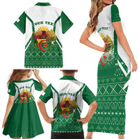 Personalized Algeria Family Matching Short Sleeve Bodycon Dress and Hawaiian Shirt Coat Of Arms African Pattern - Wonder Print Shop