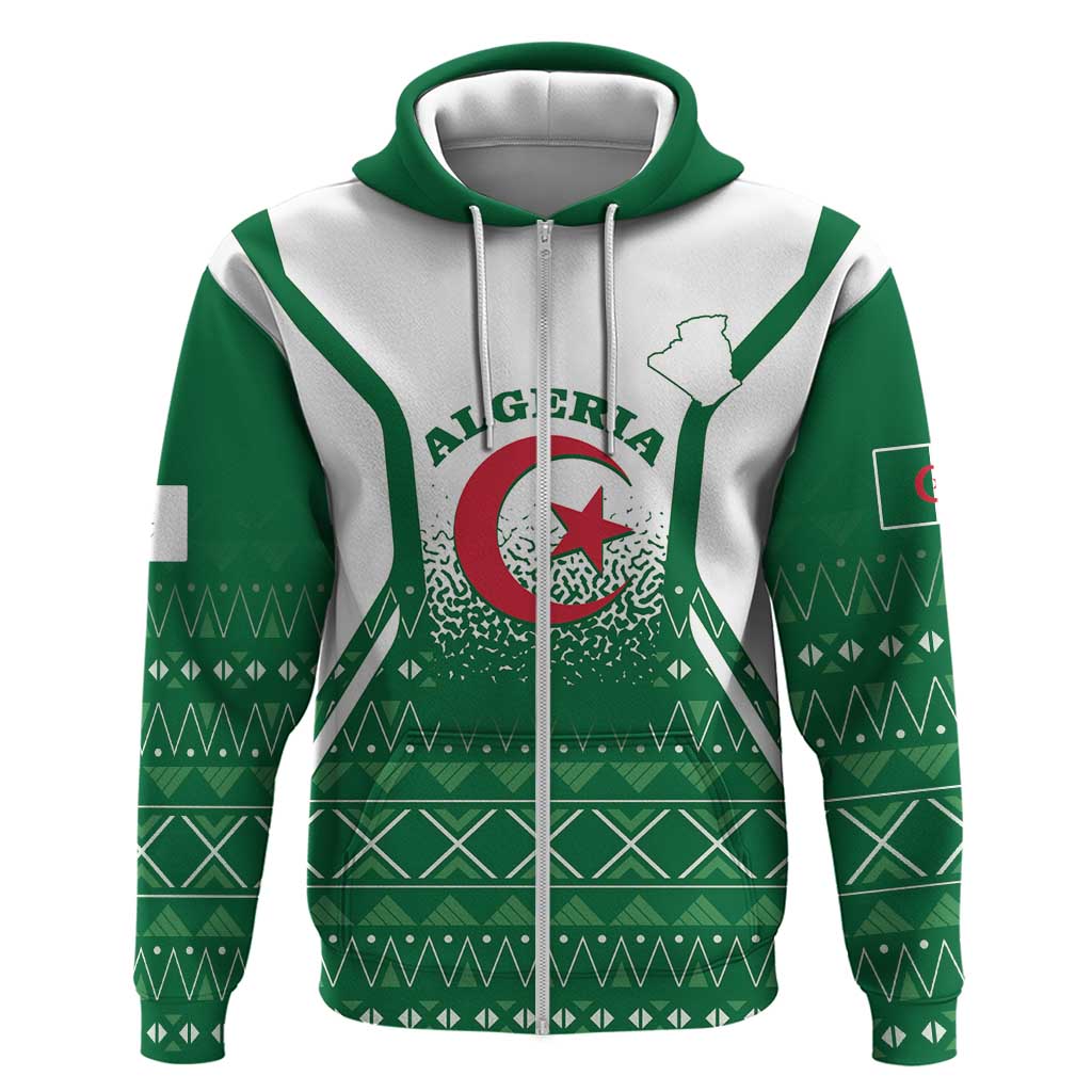 Personalized Algeria Hoodie Coat Of Arms African Pattern - Wonder Print Shop