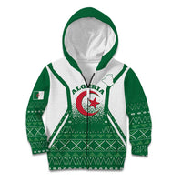 Personalized Algeria Kid Hoodie Coat Of Arms African Pattern - Wonder Print Shop