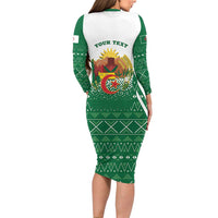Personalized Algeria Long Sleeve Bodycon Dress Coat Of Arms African Pattern - Wonder Print Shop
