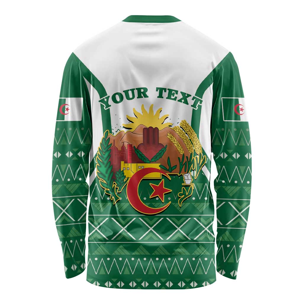 Personalized Algeria Long Sleeve Shirt Coat Of Arms African Pattern - Wonder Print Shop