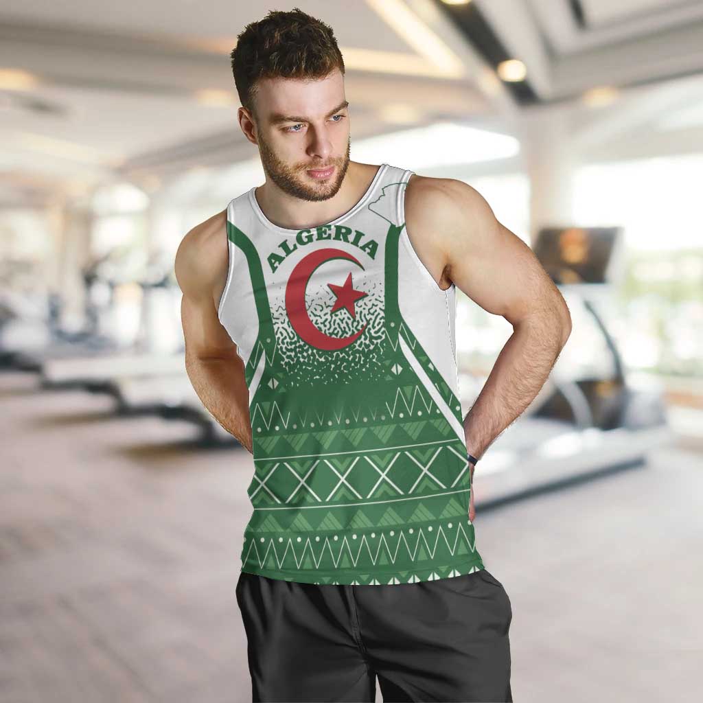 Personalized Algeria Men Tank Top Coat Of Arms African Pattern - Wonder Print Shop