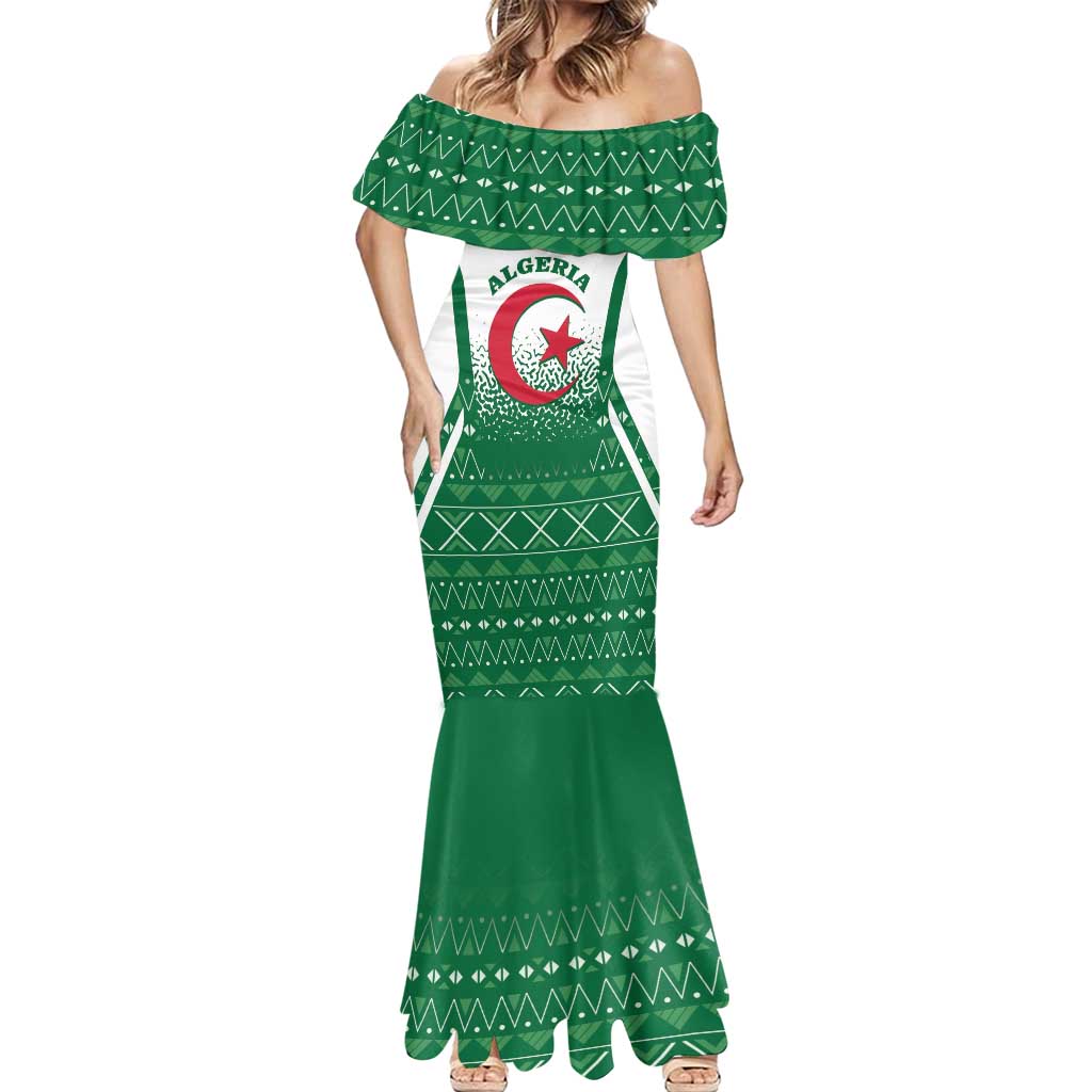 Personalized Algeria Mermaid Dress Coat Of Arms African Pattern - Wonder Print Shop