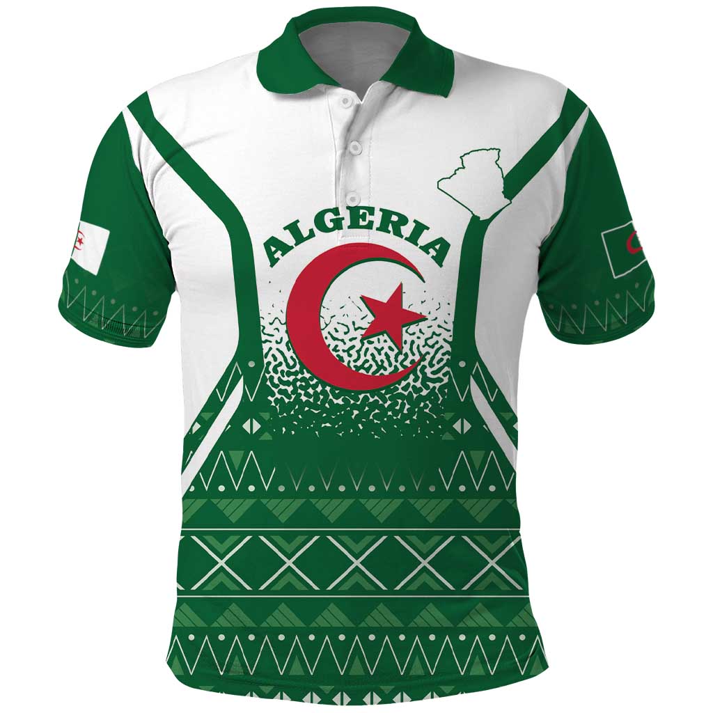 Personalized Algeria Polo Shirt Coat Of Arms African Pattern - Wonder Print Shop