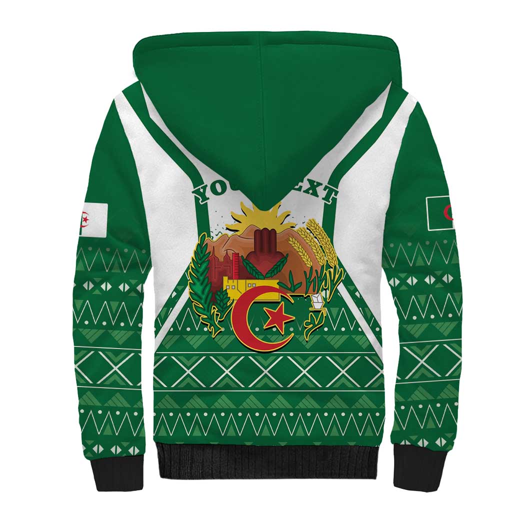 Personalized Algeria Sherpa Hoodie Coat Of Arms African Pattern - Wonder Print Shop
