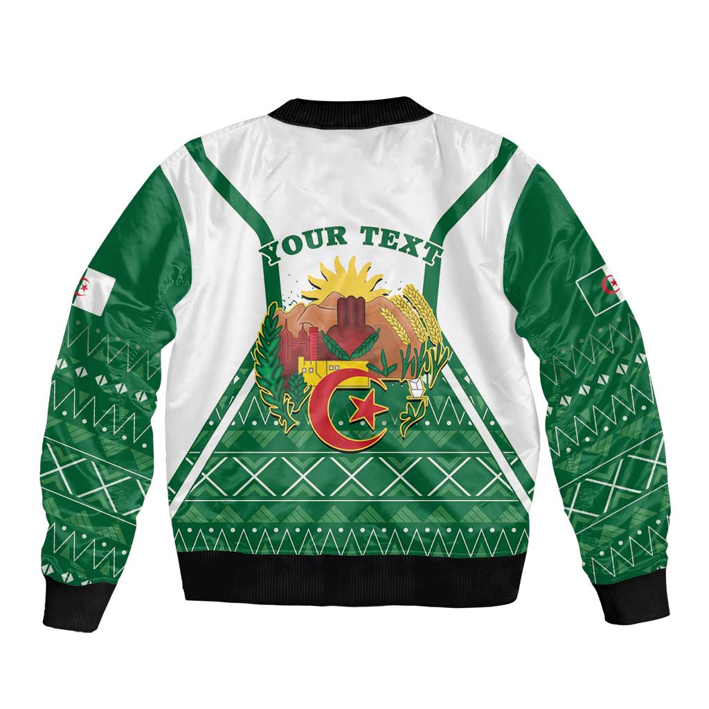 Personalized Algeria Sleeve Zip Bomber Jacket Coat Of Arms African Pattern - Wonder Print Shop