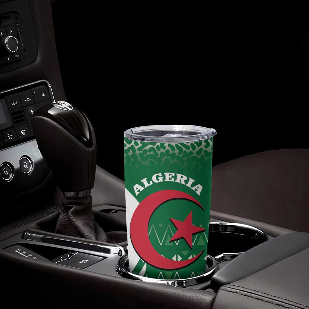 Personalized Algeria Tumbler Cup Coat Of Arms African Pattern - Wonder Print Shop