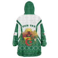 Personalized Algeria Wearable Blanket Hoodie Coat Of Arms African Pattern - Wonder Print Shop