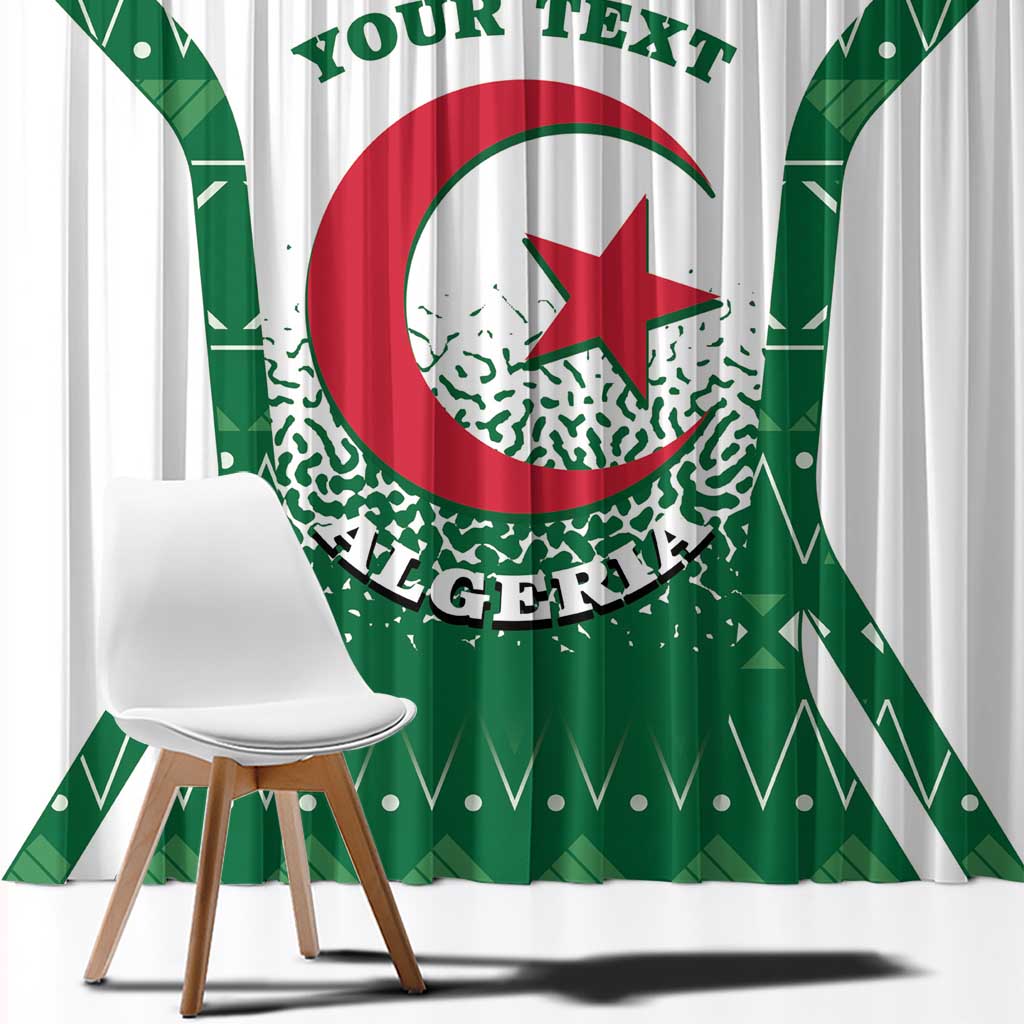 Personalized Algeria Window Curtain Coat Of Arms African Pattern - Wonder Print Shop