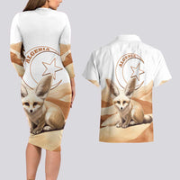 Fennec Fox Algeria Couples Matching Long Sleeve Bodycon Dress and Hawaiian Shirt Algerian Sahara - Wonder Print Shop