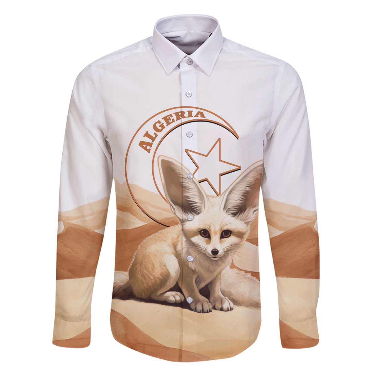 Fennec Fox Algeria Family Matching Off The Shoulder Long Sleeve Dress and Hawaiian Shirt Algerian Sahara - Wonder Print Shop