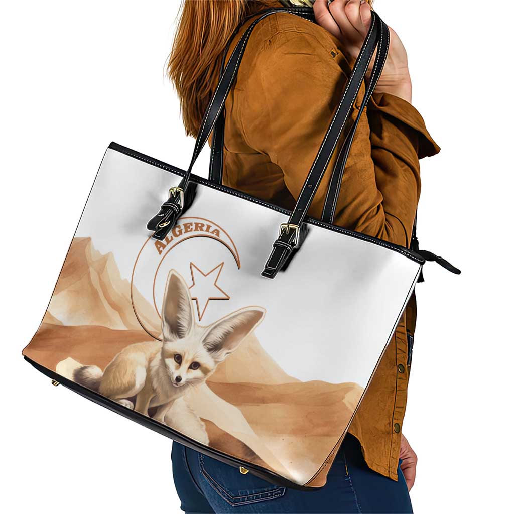 Fennec Fox Algeria Leather Tote Bag Algerian Sahara - Wonder Print Shop