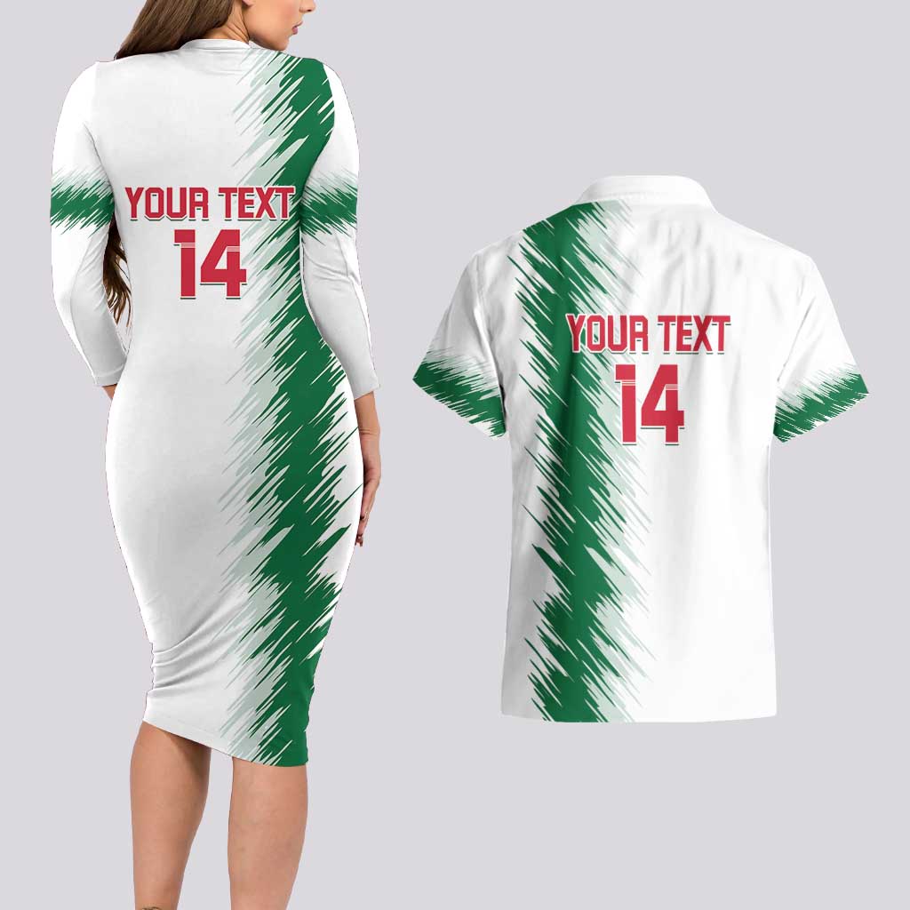 Custom Algeria Football Couples Matching Long Sleeve Bodycon Dress and Hawaiian Shirt Go The Greens - Wonder Print Shop