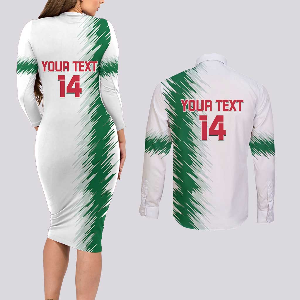 Custom Algeria Football Couples Matching Long Sleeve Bodycon Dress and Long Sleeve Button Shirt Go The Greens - Wonder Print Shop
